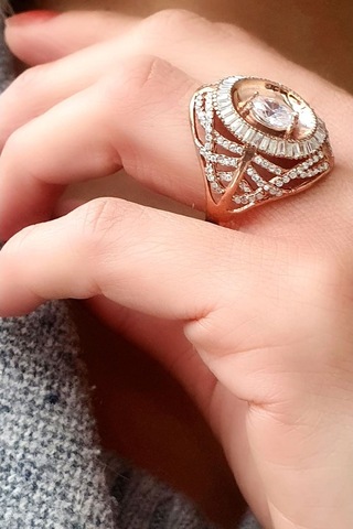 Zirkon Taşlı 925 Ayar Gümüş Rose Tasarım Yüzük 18