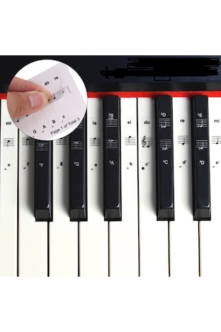 Renksik Piyano Org Klavye Tuşlar İçin Nota Sticker Etiketi Akses