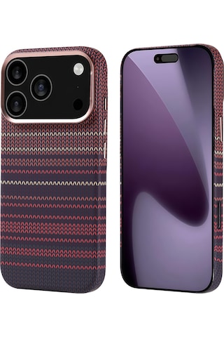Techaks Apple Uyumlu iPhone 17 Pro Kılıf M-safe Şarj Özellikli Karbon Fiber Görünümlü Tchs Nekst Kapak - Lacivert Lacivert