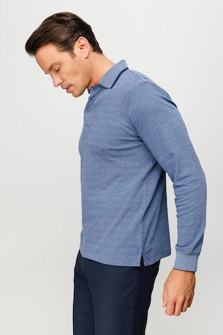 Desen Triko Erkek Polo Yaka Kare Desenli Uzun Kollu Sweatshirt Lacivert Lacivert