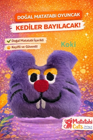 Koki Peluş Kedi Oyuncağı Matatabi İçerikli, Dayanıklı, Kediler İçin Eğlenceli Oyuncak