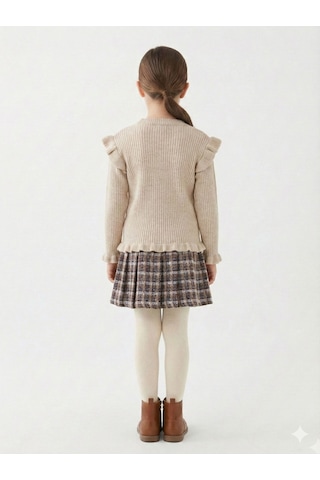 Xo Kids Kız Çocuk Elbise 8-12 Yaş 4061 Bej