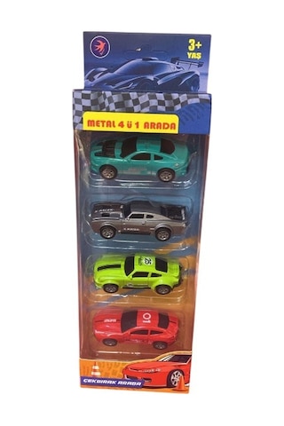 4 Lü Çek Bırak Metal Araba Seti 0287 Çok Renkli