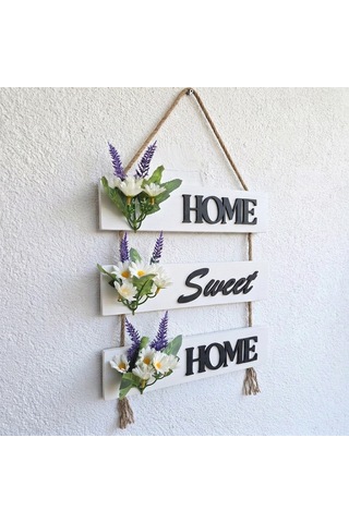 Papatya Çiçekli Home, Sweet, Home Duvar Süsü Beyaz