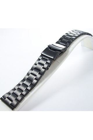 20Mm Siyah Metal Saat Kordonu Çelik Kolçak 1.Kalite Kayış Şeritli