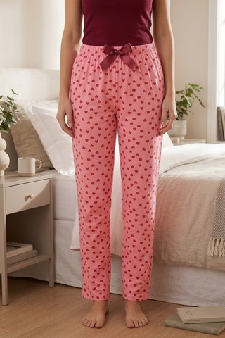 Aura Collections Kadın Viskon Rahat Kesim Pamuklu Pijama Altı Soft Örme Mevsimlik Ev Pantolonu Kırmızı
