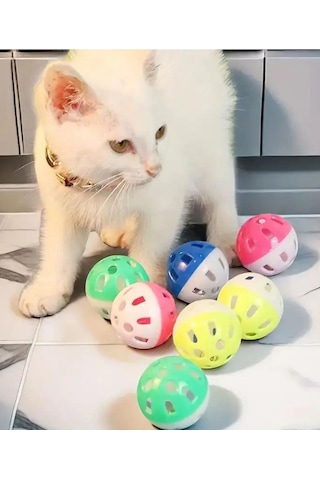 7'li Set : Kedi Nanesi Kokulu Peluş Oyuncak , Sarma Top , Olta , 3'lü Mini Top , Çıngıraklı Top