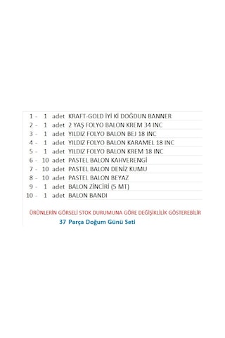 Kraft Gold Banner 2 Yaş Folyo Yıldızlı 30 Balon Konsept Doğum Günü Seti