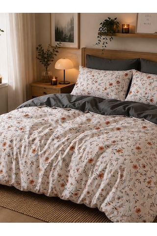 Mystory Home Lastikli Çarşaflı Çift Kişilik Nevresim Takımı Orange Turuncu
