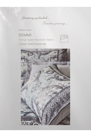 Clup Cotton Çift Kişilik Pamuk Saten Nevresim Takımı Demmi Gri Diğer