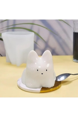 Fastbuy Bosphorusboutique Tozu Süt Soğuk Silikon Kedi Kase Kalıp, Sevimli Puding Kek Aksesuar, Cadılar Bayramı Dekorasyon, B Beyaz