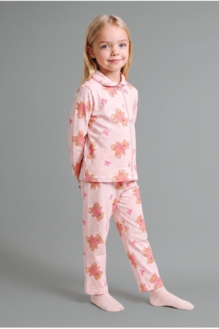 Defacto Ayıcık Desenli Önden Düğmeli 2li Pijama Takımı Kız Bebek I3231a526aupn114 Pembe-pn114