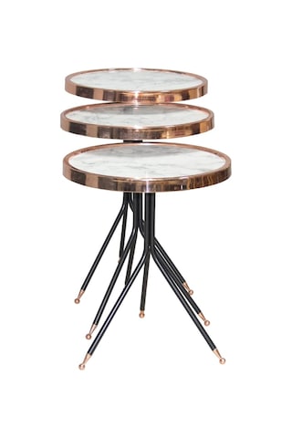 Brc Olimpik Zigon Model Beyaz Mermer Temper Cam Metal Çelik Rose Renk Kaplama El Yapım
