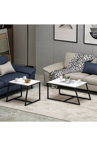 Orta Sehpa Max Metal Ayak Beyaz Siyah 2'li