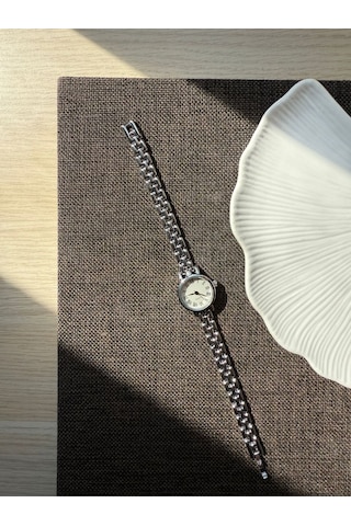 Retro Minimal Boncuk Kordon Vintage Kadın Kol Saati Gümüş Sarı