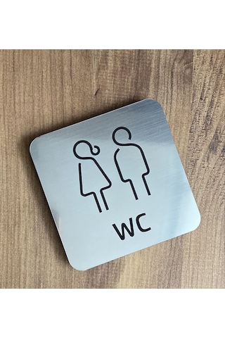 Metal Görünümlü Modern WC Yönlendirme Levhası