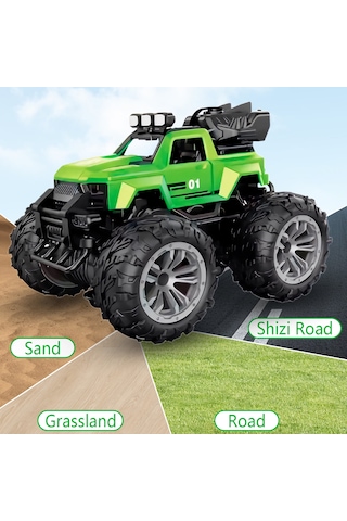 Uzaktan Kumandalı Şarjlı Duman Atan Araba 4x4 Buharlı Işıklı Uzaktan Kumandalı Off Road Araba Rc Stu Yeşil