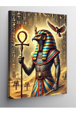 Kanvas Tablo Mısır Tanrısı Ve Hiyeroglifler 70cmx100cm