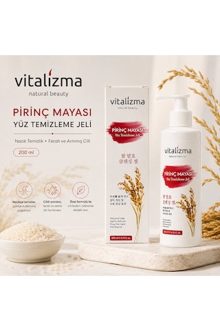 Pirinç Mayası Yüz Temizleme Jeli - Aydınlatıcı, Leke Karşıtı Ve Gözenek Sıkılaştırıcı - Arbutin & Niasinamid 200 Ml