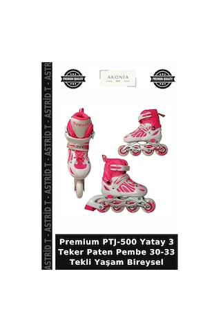 Premium Ptj-500 Yatay 3 Teker Paten Pembe 30-33 Tekli Yaşam Bireysel