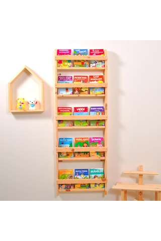 Çocuk Odası Eğitici Montessori Mobilya Kitaplık Raf Duvar Rafı