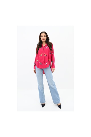 Koza Butik Kadın Nakış İşlemeli Oversize Gömlek 1735-24 001