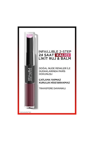 L'Oreal Paris Infaillible 2 Step 24 Saat Kalıcı Likit Ruj & Balm 215 Wine Oclock