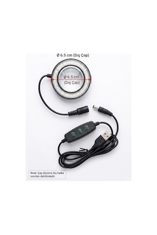 6.5 Cm Led Halka Işıklı Büyüteç Lambası - Usb'li Ve Kumandalı Masaüstü Aydınlatma Renkli