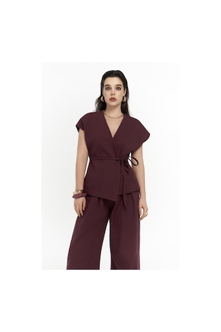 Mai Collection Mai Studios Co. Sorrenio Bordo Yelek Pantolon Takım Bordo