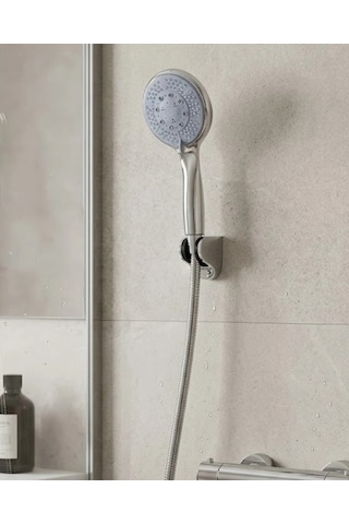 Çok Fonksiyonlu 4 Kademeli El Duşu Seti Spiral Hortumlu Banyo Duş Başlığı Gri