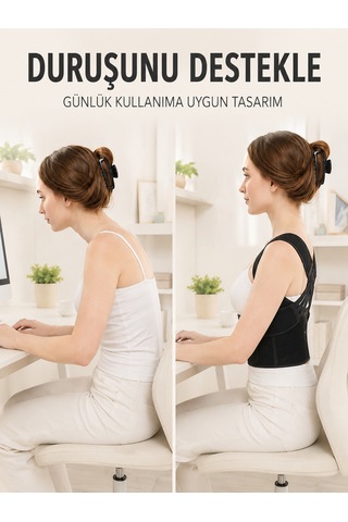 Dik Duruş Ve Postür Korsesi Ayarlanabilir Çapraz Lastikli Sırt Bel Desteği - Lisinya
