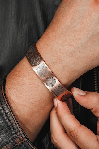 Erkek Bakır Bileklik - Zırh Ve Koruma Duaları Konseptli Erkek Kelepçe Bileklik Rose Gold