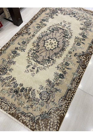 El Dokuma Isparta Halısı 113X207 Eskitme Yeşil Göbekli %100 Yün !