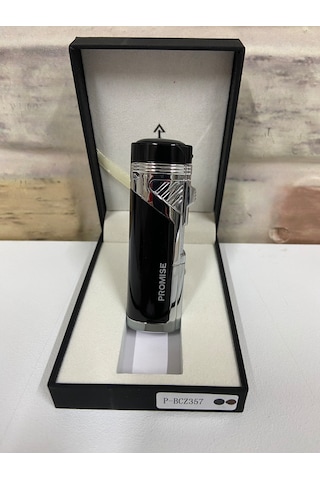 Promise Marka 4 Ateşlemeli Siyah Gri Puro Çakmağı İsme Özel Çakma