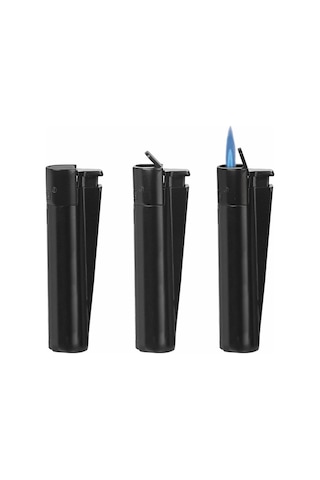 Clipper Özel Kutusunda Rüzgardan Etkilenmez Jet Alev Metal Çakmak - Mat Siyah Siyah