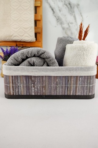 Digithome Bambu Çok Amaçlı Saklama Kutusu Düzenleyici Orta Boy Organizer Gri 29x19x10 Cm - Cl-6006-2