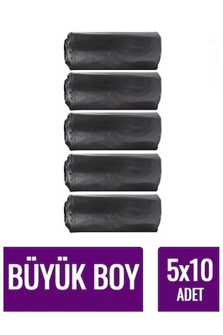 Tbyshop 5 Rulo Çöp Torbası Büyük Boy 10 Lu Kalın 65x80 Büyük Çöp
