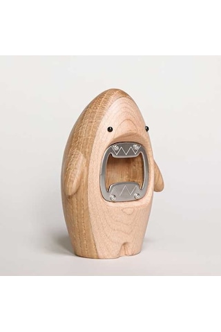 Novahub Ahşap Köpekbalığı Tasarımlı Sevimli Şişe Açacağı - Ev Ve Masaüstü Dekoru İçin Bej, Küçük Boy Bej