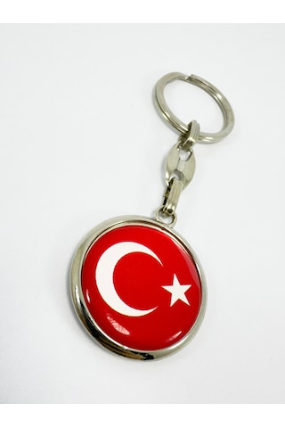 Türk Bayrağı Kırmızı Anahtarlık, Çift Taraflı Bombeli