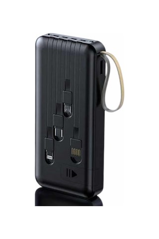 4 Çıkışlı 20.000 Mah Powerbank Uzun Pil Semeglbl - 17 Ömürlü Tnabilir siyah