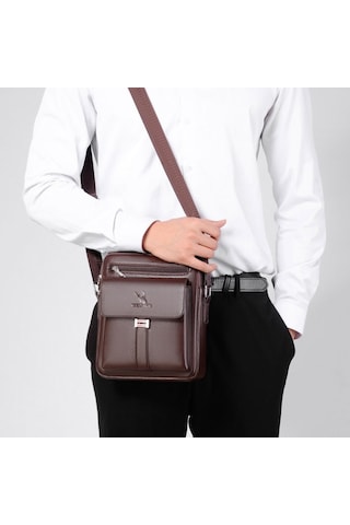 Weıxıer D244 Erkek Omuz Çantası Büyük Kapasiteli İş Retro Messenger Çanta Kahverengi