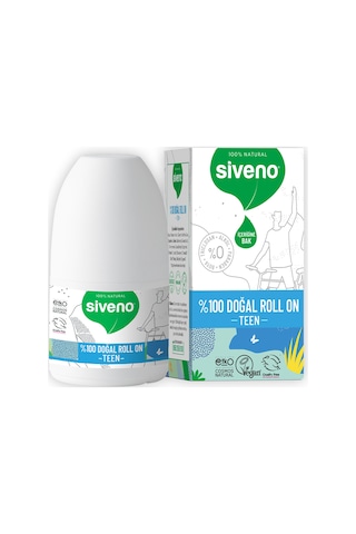 Siveno %100 Doğal Roll-On Teen Blue Genç Erkek Deodorant Ter Kokusu Önleyici Bitkisel Lekesiz Vegan 50 ML