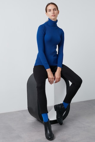 Lela Fitilli Regular Fit Balıkçı Yaka Soft Akrilik Bayan Kazak 4614102 Saks