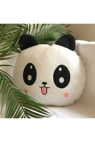 Peluş Panda Tasarımlı Yastık Beyaz