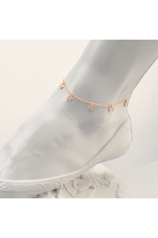 İndigo Takı Küçük Yıldız Rose Gümüş Halhal Çok Renkli