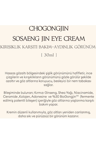Missha Chogongjin Oryantal Bitkisel İçerikli Göz Kremi 30 ML