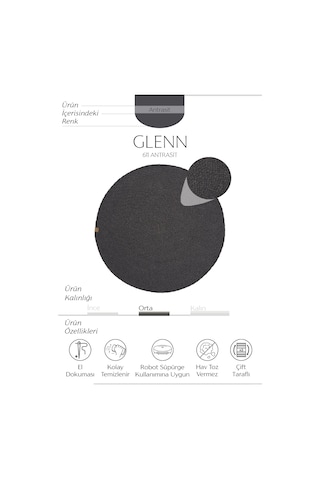 Cool Halı Glenn 611 Antrasit Banyo Halısı Yuvarlak Hol Halı Hasır Dokulu Banyo Paspası Mutfak Halısı