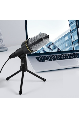 Profesyonel Sf-920 Kardiyoid Kondenser Mikrofon, Bilgisayar Uyumlu, Tripod Ve 3.5mm Bağlantı İle Kayıt Ve Ses Kalitesi.