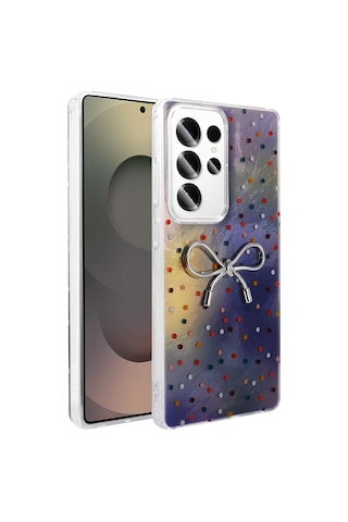 Galaxy S24 Ultra Uyumlu Uyumlu Kılıf Kamera Korumalı Figürlü Zore Ponti Silikon Kapak - Lila Lila