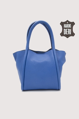 Hakiki Deri Kadın Organizerlı El Çantası Mavi Smr9206 Mavi